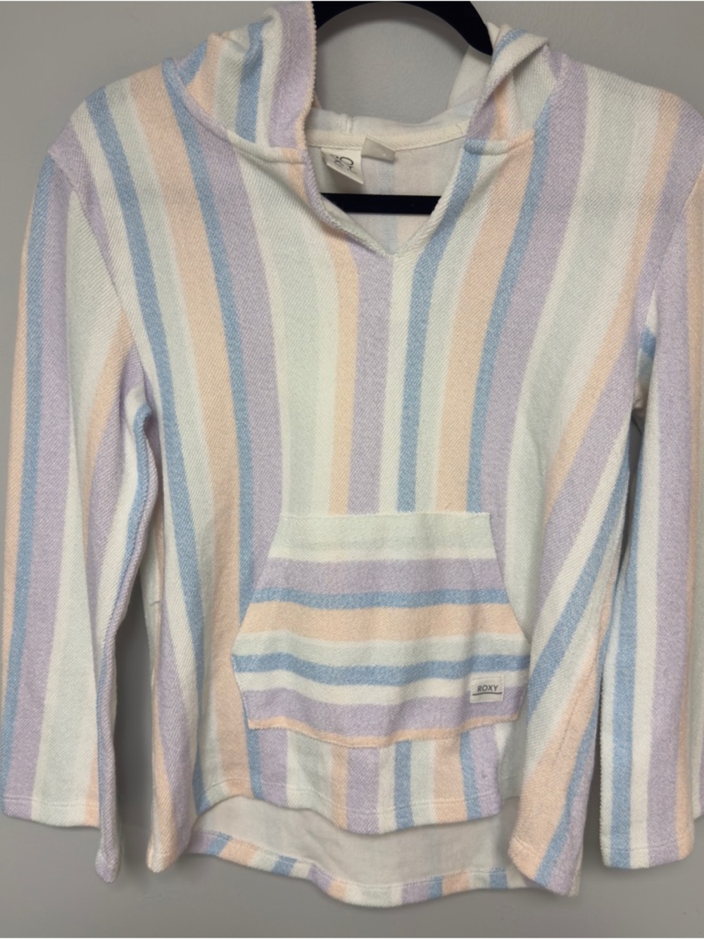 Roxy Pastel Striped Hooded Terry Cloth Pullover Coverup Kids Size M 8/10